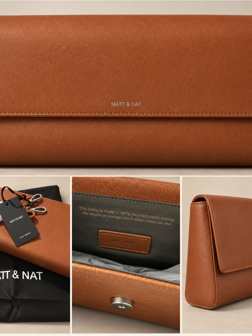 Matt & Nat Cognac Vegan Leather Shoulder Wallet